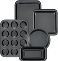 Kitchen 5-Piece Nonstick Bakeware Set - Round/Square Cake Pans, Muffin Pan, Loaf Pan, Roast Pan & Baking Sheets